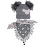 AJS Čepice s bambulemi a šátek 44-433 barva: šedá