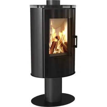 Ocelová kamna na dřevo KRATKI AB S/N/DR/GLASS, průměr 150, 8 kW samozavírací dvířka KOZA/AB/S/N/DR/GLASS/BA1