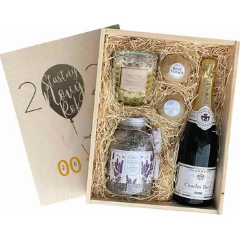 Dárkový potravinový koš Mediabox - Novoroční dárková dřevěná bedna XL - PF2026