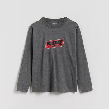 Chlapecká mikina Reserved - Bavlněné tričko s dlouhými rukávy - tmavě šedá - 053FI-90M - 053FI-90M-164