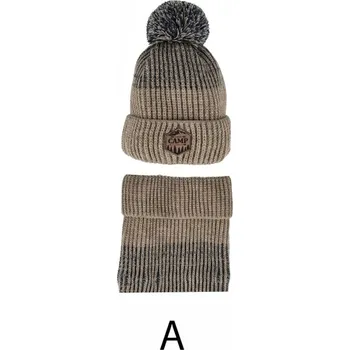 Čepice AJS Chlapecká čepice a nákrčník 48377 barva: béžová