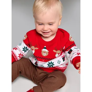 Chlapecká mikina Sinsay - Vánoční svetr s soby a dárky - červená - 0856T-33X - 0856T-33X-80