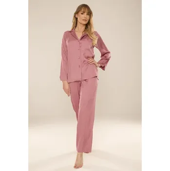 Dámské pyžamo Dlouhé saténové pyžamo Cordelia starorůžové XL