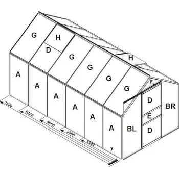 Příslušenství pro skleník Náhradní prosklení pro skleník VITAVIA VENUS 3800 PC 6 mm LG3061