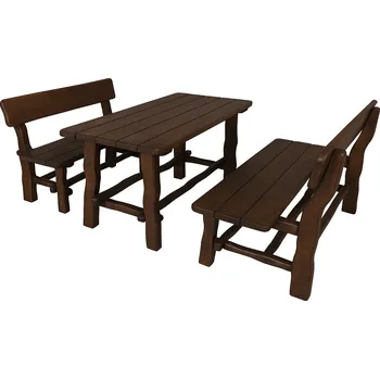 Zahradní sestava Drewmax zahradní nábytek dřevěný stylový 1S+2L MO211 pacyg barevné odstíny zahradní: ořech