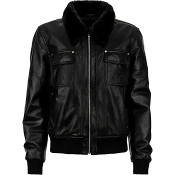 Pánský bomber Pánská Kožená Bunda Street Fur Halston Brixton Černá Velikost: 4XL