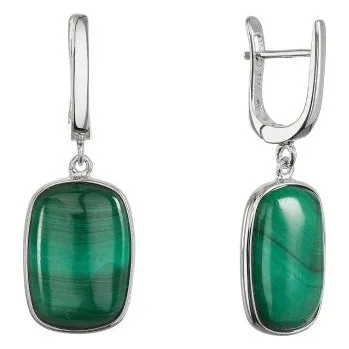 Náušnice Leru Stříbrné náušnice s přírodním malachitem