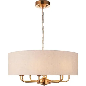 Endon 110727 - Lustr na řetězu HIGHCLERE 8xE14/40W/230V béžová/mosaz pr. 70 cm