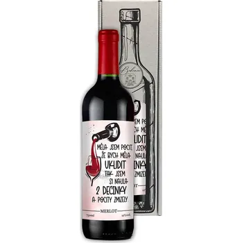 Víno Dárkové červené víno 0,75 l Merlot – dvě decinky