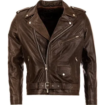 Pánský křivák Pánská Kožená Bunda Křivák Professional Brown Brixton Hnědá Velikost: XL