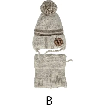 Čepice AJS Chlapecká čepice a nákrčník 48336 barva: krémová