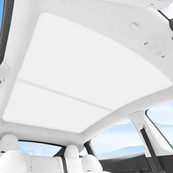 Stínítko do auta Sada 2 ks slunečních clon na střešní okna Tesla Model Y Přední a zadní clona s 12 klipy Úložné pouzdro Ochrana proti slunci bílá