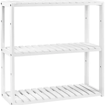 Koupelnový nábytek Bambusový 3-úrovňový regál, výškově nastavitelný, bílý