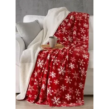 deka NOVINKA 2025 ! DEKA MIKROFLANEL S BERÁNKEM 150x200cm - VLOČKY ČERVENÉ