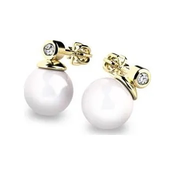 Náušnice Náušnice AU 585/1000 2,25 gr s perlou a diamanty 0,054 ct G/Si G1086904