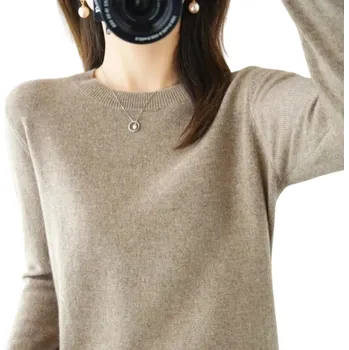 Dámský svetr Dámský pletený svetr z polyesteru a akrylu s výstřihem do O Jednobarevný elegantní svetr s dlouhým rukávem Univerzální velikost pro každodenní nošení šedá