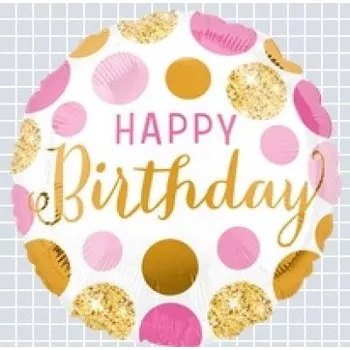 Balónek Kruh - růžovo-zlaté narozeniny 43cm - fóliový balónek