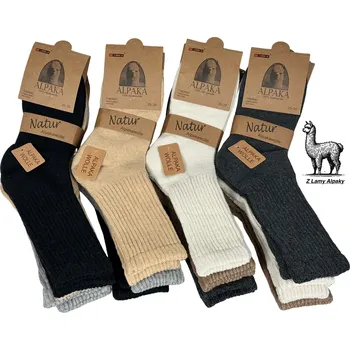 Dámské ponožky Dámské vlněné ponožky Lama Alpaka sada 3 páry šedá, hnědá, černá 35-38