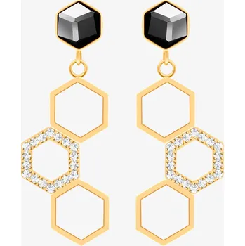 Náušnice Preciosa ocelové náušnice Honeygon, český křišťál, velké, pozlacené, hematit
