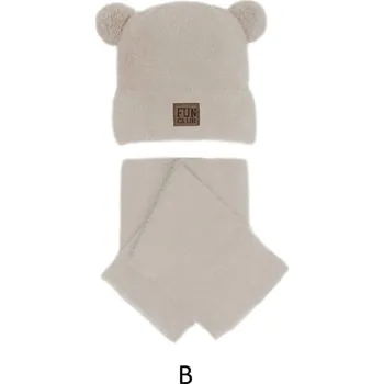 Čepice AJS Chlapecká čepice a šál 46412 barva: béžová