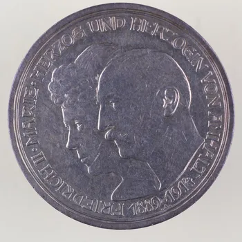 3 marka 1914 A – Fridrich II. a vévodkyně Marie Anhaltské vévodství 16,66 g