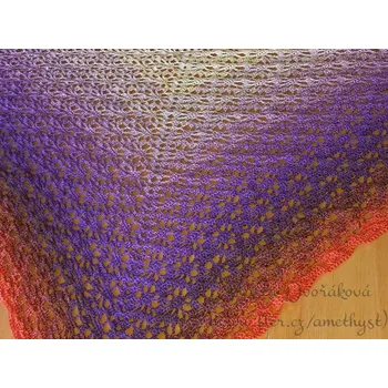 Šátek Šátek Nostalgie - béžová, fialová, hnědá, oranžová