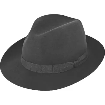 Klobouk Fiebig - Headwear since 1903 Šedý klobouk fedora plstěný - šedý s šedou stuhou - Fiebig Velikost: 59 cm (L)