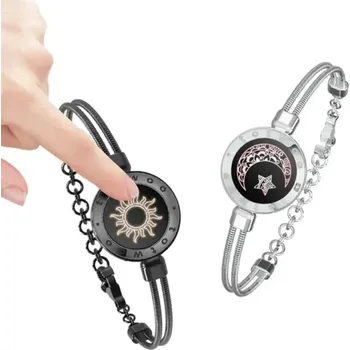 Chytré hodinky Svítící vibrační náramky pro páry na dálku Stříbrný měsíc a černé slunce Připomenutí výročí a hovoru Mobilní aplikace