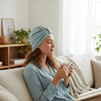 Ebbie Bavlněný turban-twist - PUNTÍKY NA TMAVĚ MÁTOVÉ Velikost: 57