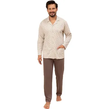 Pánské pyžamo Rozepínací pánské pyžamo REGINA 486 béžová 3XL 0