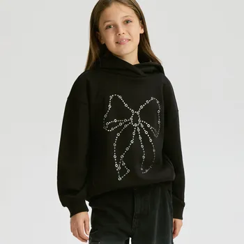 Dívčí mikina Reserved - Mikina s aplikací - černý - 274FA-99X - 274FA-99X-158