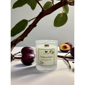 Svíčka NATURES CANDLES Švestka a pačuli sójová svíčka 180 gr