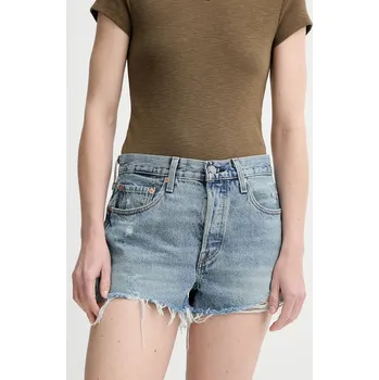 Dámské kraťasy Džínové šortky Levi's dámské, modrá barva, high waist 56327 55X, vel. 27