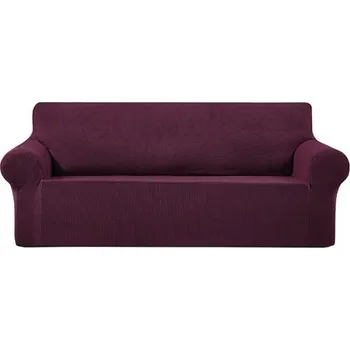 Napínací potah Univerzální napínací potah na pohovku - Tmavě červený Fleece, trojmístná sedačka