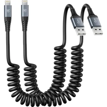 Datový kabel KIYODA Coiled Lightning Cable MFi kabel pro iPhone 2 ks černý