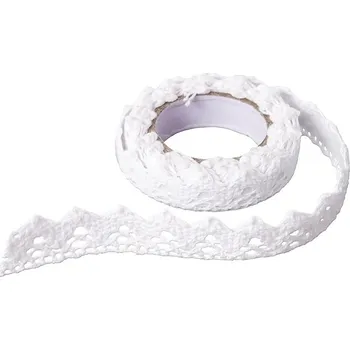 Stuha Bavlněná samolepící stuha krajka 1.8 m / White