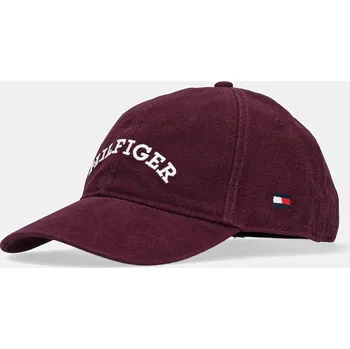Čepice Bavlněná baseballová čepice Tommy Hilfiger vínová barva, s aplikací, AM0AM13003 83X, vel. ONE SIZE
