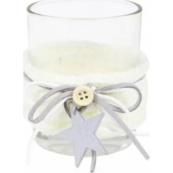 Svícen Svícen skleněný s dekorací 7x8cm