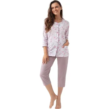 Dámské pyžamo Dámské rozepínací pyžamo LUNA 388 růžová-cacao 3XL 0