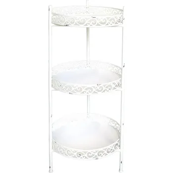 Stojan na květiny Krémový antik dekorační kovový etažér Lace - Ø 35*86 cm
