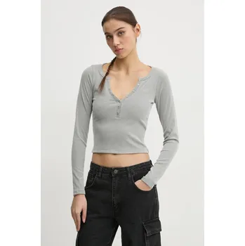 Pánské tričko Tričko s dlouhým rukávem Hollister Co. šedá barva, KI339-3631 KI339.3631.112 09X, vel. XXS