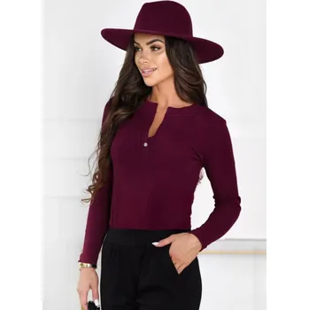 Dámská halenka OFF PINK halenka Zarita - čokoláda, L (Dámská halenka s 3/4 rukávem)