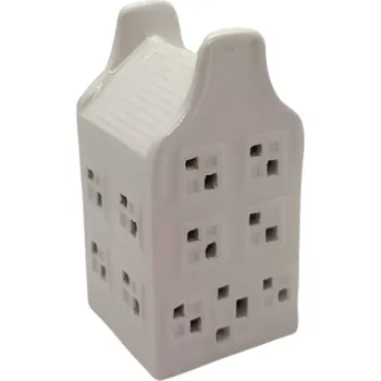 Keramický domeček LED, bílý, 9 cm