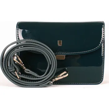 Kabelka Pětioddílová malá pevná lesklá tmavězelená crossbody kabelka David Jones CM4024