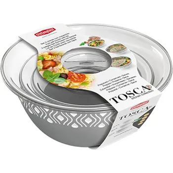 dětská miska STEFANPLAST Plastová miska Tosca, bílý/šedý set 3ks s víkem STEFANPLAST