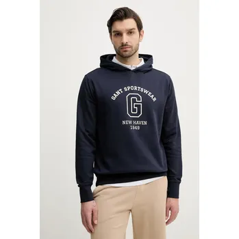 Pánská mikina Mikina Gant pánská, tmavomodrá barva, s kapucí, s potiskem, 2067033 59X, vel. S