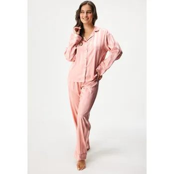 Dámské pyžamo Saténové pyžamo Macy Satine dlouhé