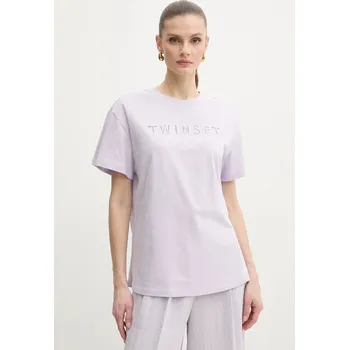 Pánské oblečení Bavlněné tričko Twinset 251TT2041 fialová 04X, vel. XS
