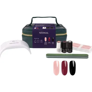 NEONAIL XMAS Set UV Gel Polish Place of Love gelový lak na nehty 3 ml + UV Gel Polish Minimalist Color Base Blush Tone podkladový lak pro gelové nehty 3 ml + UV Gel Polish Hard Top Glos gelový vrchní lak na nehty 3 ml + 12W USB LED LAMP LED lampa pro úpra