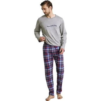 Pánské pyžamo Pánské pyžamo TARO FRANCO 3478 šedá melanž XL 0